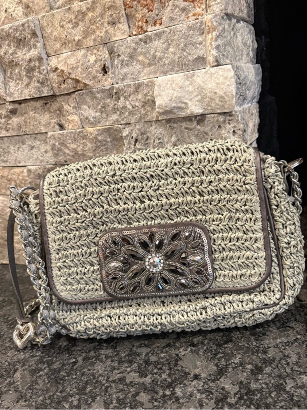 Brighton Azita Flap Straw New Handbag